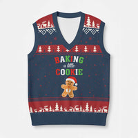 Xmas Pregnant V-Neck Knit Sweater Vest Baking A Little Cookie Maternity Pregnancy Announcement - Wonder Print Shop