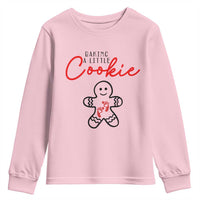 Christmas Pregnant Youth Sweatshirt Baking A Little Cookie Maternity Gingerbread - Wonder Print Shop