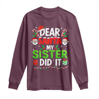 Dear Santa My Sister Did It Funny Christmas Long Sleeve Shirt Boys Girls Kids - Wonder Print Shop