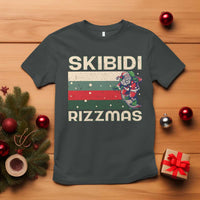 Funny Christmas T Shirt Skibidi Rizzmas Rizz Santa Clause Skating Board Xmas Retro Stripe - Wonder Print Shop