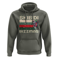 Funny Christmas Hoodie Skibidi Rizzmas Rizz Santa Clause Skating Board Xmas Retro Stripe