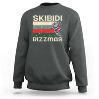 Funny Christmas Sweatshirt Skibidi Rizzmas Rizz Santa Clause Skating Board Xmas Retro Stripe - Wonder Print Shop