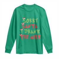 Christmas Baby Long Sleeve Shirt Sorry Santa I Drank The Milk Santa Hat