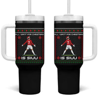 All I Want For Christmas Is Siuu Tumbler With Handle Funny Ugly Xmas Sport Fans - Wonder Print Shop