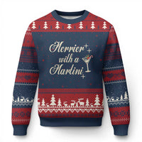 Merrier With a Martini Xmas Ugly Christmas Sweater - Wonder Print Shop