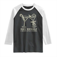Christmas Cocktail Raglan Shirt Merry Little Cocktail Espresso Martini - Wonder Print Shop