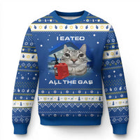 Sarcastic Cat Meme Hanukkah Ugly Sweater Funny Retro I Eated All The Gas Gen Z Humor - Wonder Print Shop
