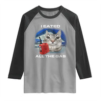 Sarcastic Cat Meme Raglan Shirt Funny Retro I Eated All The Gas Gen Z Humor - Wonder Print Shop