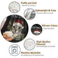 Meowy Christmas Throw Blanket Xmas Silly Staring Cat Meme Santa Hat - Wonder Print Shop