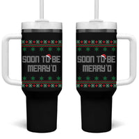 Soon To Be Merry'd Christmas Tumbler With Handle Engaged Couple Matching - Wonder Print Shop
