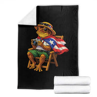 Funny Coqui Frog Puerto Rico Flag Throw Blanket Puerto Rican Taino Boricua Hispanic
