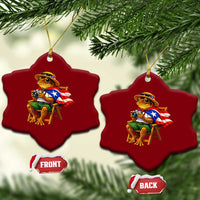 Funny Coqui Frog Puerto Rico Flag Ceramic Ornament Puerto Rican Taino Boricua Hispanic