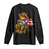 Funny Coqui Frog Puerto Rico Flag Long Sleeve Shirt Puerto Rican Taino Boricua Hispanic