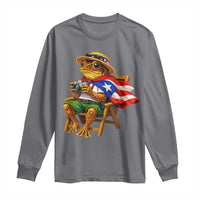Funny Coqui Frog Puerto Rico Flag Long Sleeve Shirt Puerto Rican Taino Boricua Hispanic