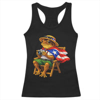 Funny Coqui Frog Puerto Rico Flag Racerback Tank Top Puerto Rican Taino Boricua Hispanic