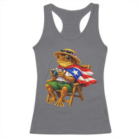 Funny Coqui Frog Puerto Rico Flag Racerback Tank Top Puerto Rican Taino Boricua Hispanic