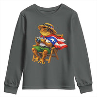 Funny Coqui Frog Puerto Rico Flag Youth Sweatshirt Puerto Rican Taino Boricua Hispanic
