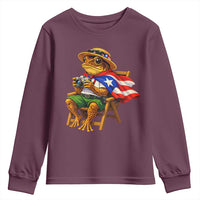 Funny Coqui Frog Puerto Rico Flag Youth Sweatshirt Puerto Rican Taino Boricua Hispanic