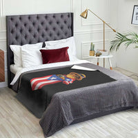 Funny Coqui Frog Puerto Rico Flag Throw Blanket Puerto Rican Taino Buricua Borinquen