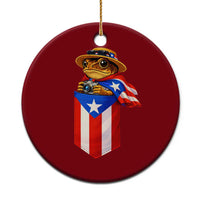 Funny Coqui Frog Puerto Rico Flag Ceramic Ornament Puerto Rican Taino Buricua Borinquen