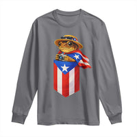 Funny Coqui Frog Puerto Rico Flag Long Sleeve Shirt Puerto Rican Taino Buricua Borinquen