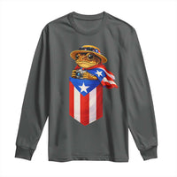 Funny Coqui Frog Puerto Rico Flag Long Sleeve Shirt Puerto Rican Taino Buricua Borinquen