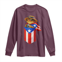 Funny Coqui Frog Puerto Rico Flag Long Sleeve Shirt Puerto Rican Taino Buricua Borinquen