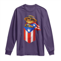 Funny Coqui Frog Puerto Rico Flag Long Sleeve Shirt Puerto Rican Taino Buricua Borinquen