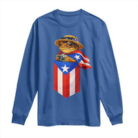Funny Coqui Frog Puerto Rico Flag Long Sleeve Shirt Puerto Rican Taino Buricua Borinquen