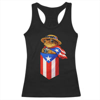 Funny Coqui Frog Puerto Rico Flag Racerback Tank Top Puerto Rican Taino Buricua Borinquen