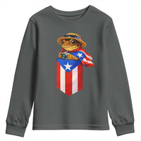Funny Coqui Frog Puerto Rico Flag Youth Sweatshirt Puerto Rican Taino Buricua Borinquen