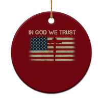Christian USA Flag Ceramic Ornament American Christ Faith Cross Patriotic In God We Trust