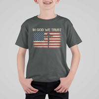 Christian USA Flag T Shirt For Kid American Christ Faith Cross Patriotic In God We Trust