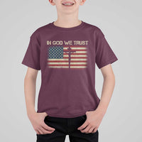 Christian USA Flag T Shirt For Kid American Christ Faith Cross Patriotic In God We Trust