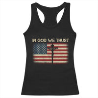 Christian USA Flag Racerback Tank Top American Christ Faith Cross Patriotic In God We Trust