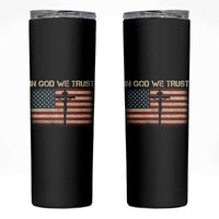 Christian USA Flag Skinny Tumbler American Christ Faith Cross Patriotic In God We Trust