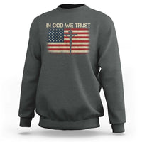 Christian USA Flag Sweatshirt American Christ Faith Cross Patriotic In God We Trust