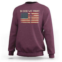 Christian USA Flag Sweatshirt American Christ Faith Cross Patriotic In God We Trust
