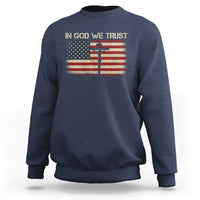 Christian USA Flag Sweatshirt American Christ Faith Cross Patriotic In God We Trust