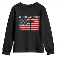 Christian USA Flag Youth Sweatshirt American Christ Faith Cross Patriotic In God We Trust