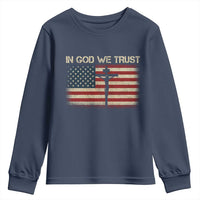 Christian USA Flag Youth Sweatshirt American Christ Faith Cross Patriotic In God We Trust