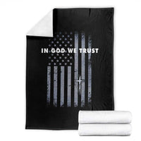 USA Flag Religious Quote Throw Blanket In God We Trust American Patriotic Faith 4th of July Cross