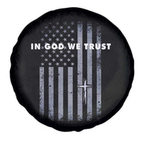 USA Flag Religious Quote Spare Tire Cover In God We Trust American Patriotic Faith 4th of July Cross