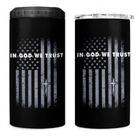 USA Flag Religious Quote 4 in 1 Can Cooler Tumbler In God We Trust American Patriotic Faith 4th of July Cross