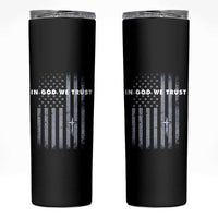 USA Flag Religious Quote Skinny Tumbler In God We Trust American Patriotic Faith 4th of July Cross