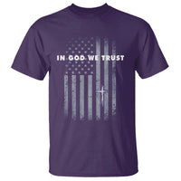 USA Flag Religious Quote T Shirt In God We Trust American Patriotic Faith 4th of July Cross