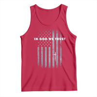 USA Flag Religious Quote Tank Top In God We Trust American Patriotic Faith 4th of July Cross