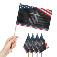 USA Flag Religious Quote Patriotic Handheld Flag In God We Trust American Faith 4th of July Cross