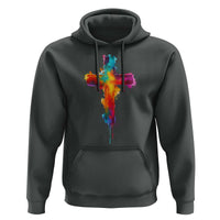 Faith Cross Hoodie Christian Believe Blessed By God Colorful Watercolor Graphic