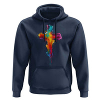 Faith Cross Hoodie Christian Believe Blessed By God Colorful Watercolor Graphic